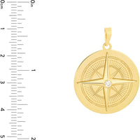 Olas d'Oro - 14K Yellow Gold Diamond Compass Pendant - 1/20 Total Carat Weight