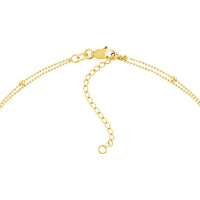 Olas d'Oro - 14K Yellow Gold Diamond Cross Duo Necklace with Bead Chain - 1pt Total Diamond Weight