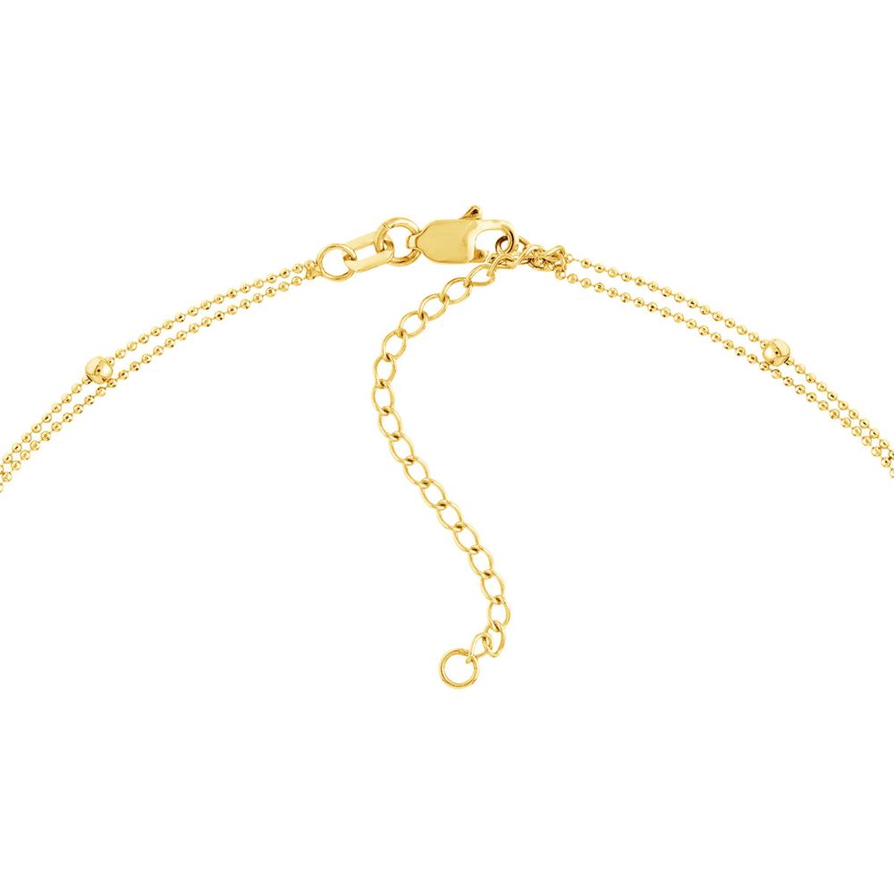 Olas d'Oro - 14K Yellow Gold Diamond Cross Duo Necklace with Bead Chain - 1pt Total Diamond Weight
