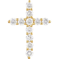 Olas d'Oro - 14K Yellow Gold Diamond Cross Pendant - 0.14 Carat Total Diamond Weight