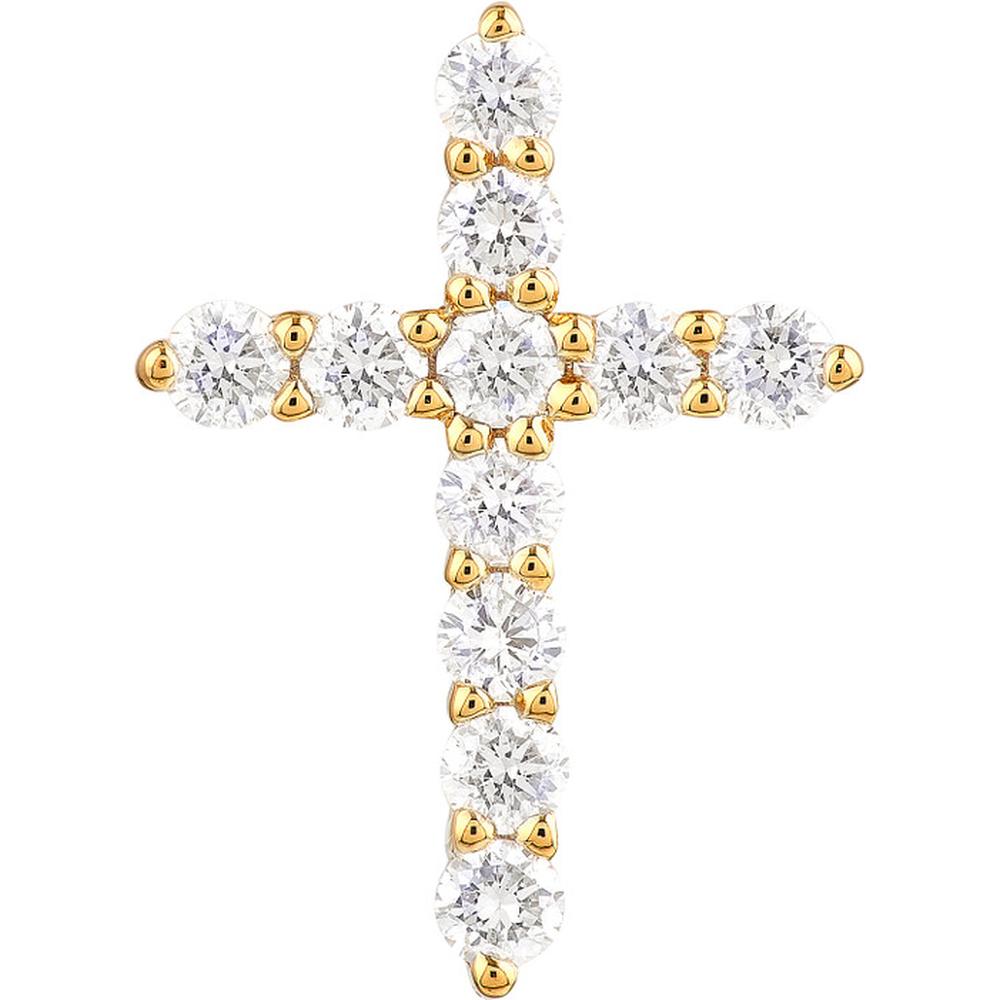 Olas d'Oro - 14K Yellow Gold Diamond Cross Pendant - 0.14 Carat Total Diamond Weight