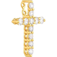 Olas d'Oro - 14K Yellow Gold Diamond Cross Pendant - 0.14 Carat Total Diamond Weight