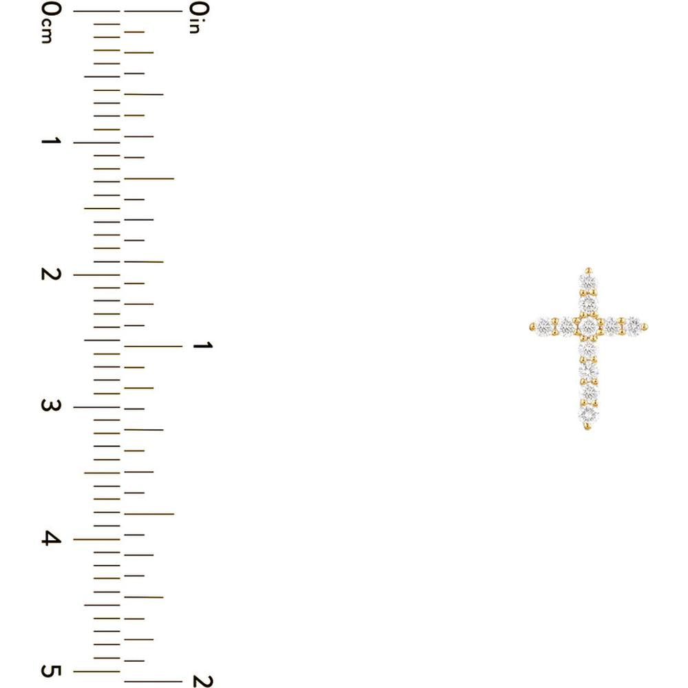 Olas d'Oro - 14K Yellow Gold Diamond Cross Pendant - 0.14 Carat Total Diamond Weight
