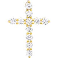 Olas d'Oro - 14K Yellow Gold Diamond Cross Pendant - 1.07 Carat Total Diamond Weight