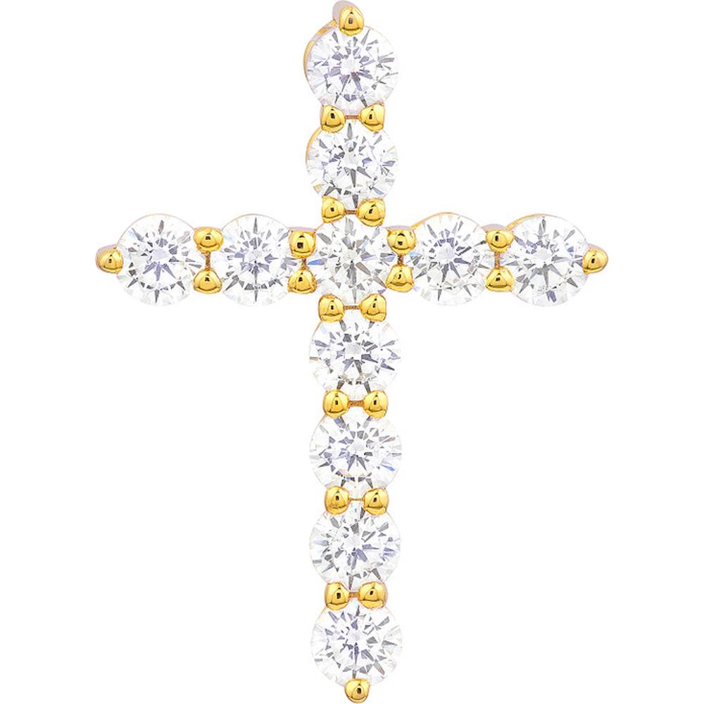 Olas d'Oro - 14K Yellow Gold Diamond Cross Pendant - 1.07 Carat Total Diamond Weight