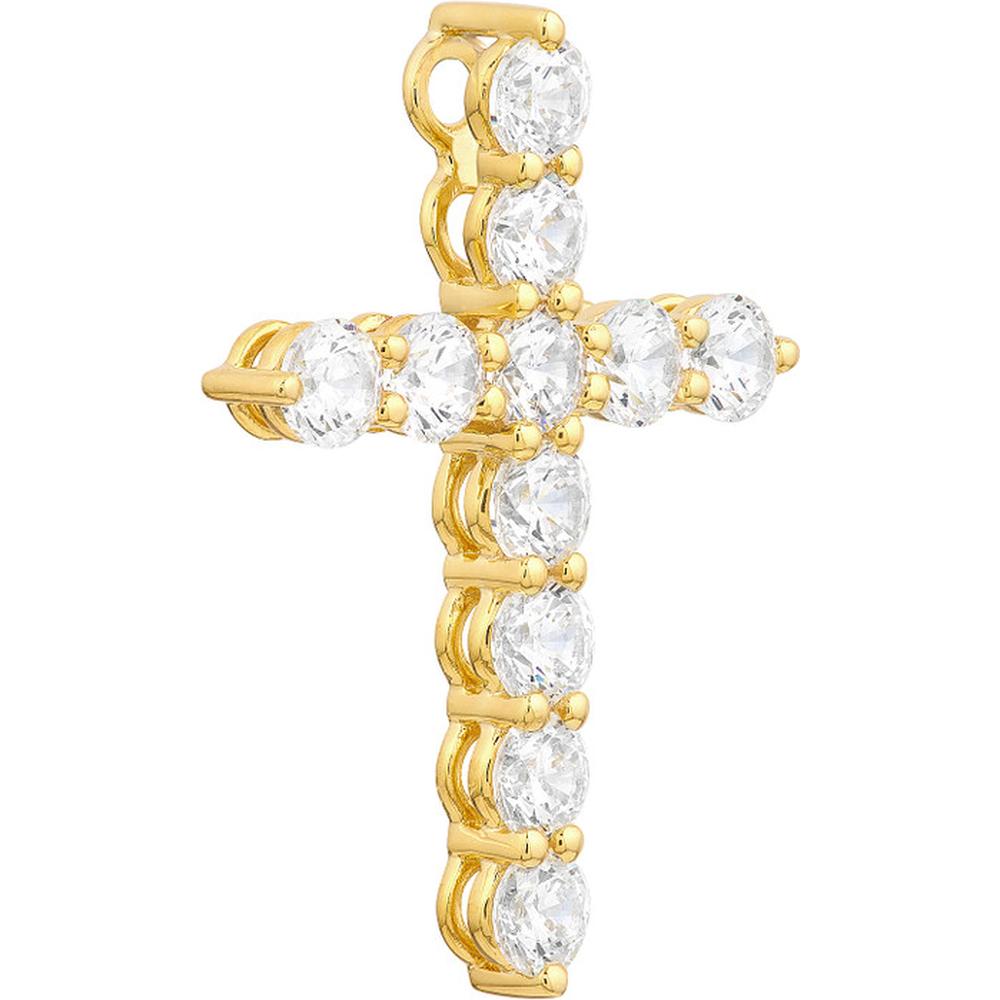 Olas d'Oro - 14K Yellow Gold Diamond Cross Pendant - 1.07 Carat Total Diamond Weight
