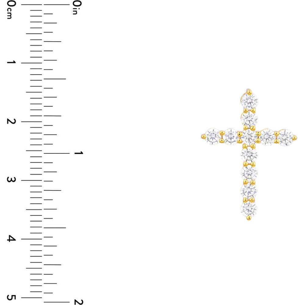 Olas d'Oro - 14K Yellow Gold Diamond Cross Pendant - 1.07 Carat Total Diamond Weight