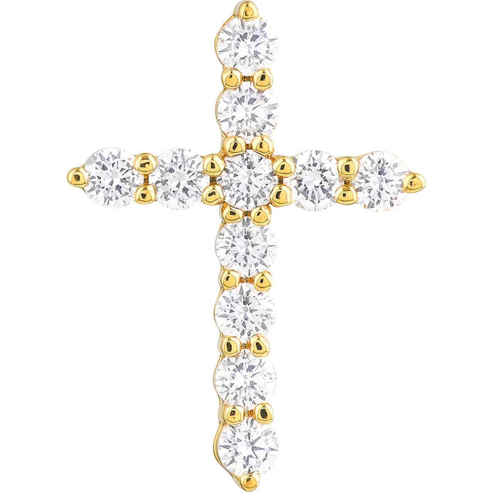 Olas d'Oro - 14K Yellow Gold Diamond Cross Pendant - 1/2 Carat Total Diamond Weight
