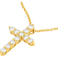 Olas d'Oro - 14K Yellow Gold Diamond Cross Pendant - 1/2 Carat Total Diamond Weight