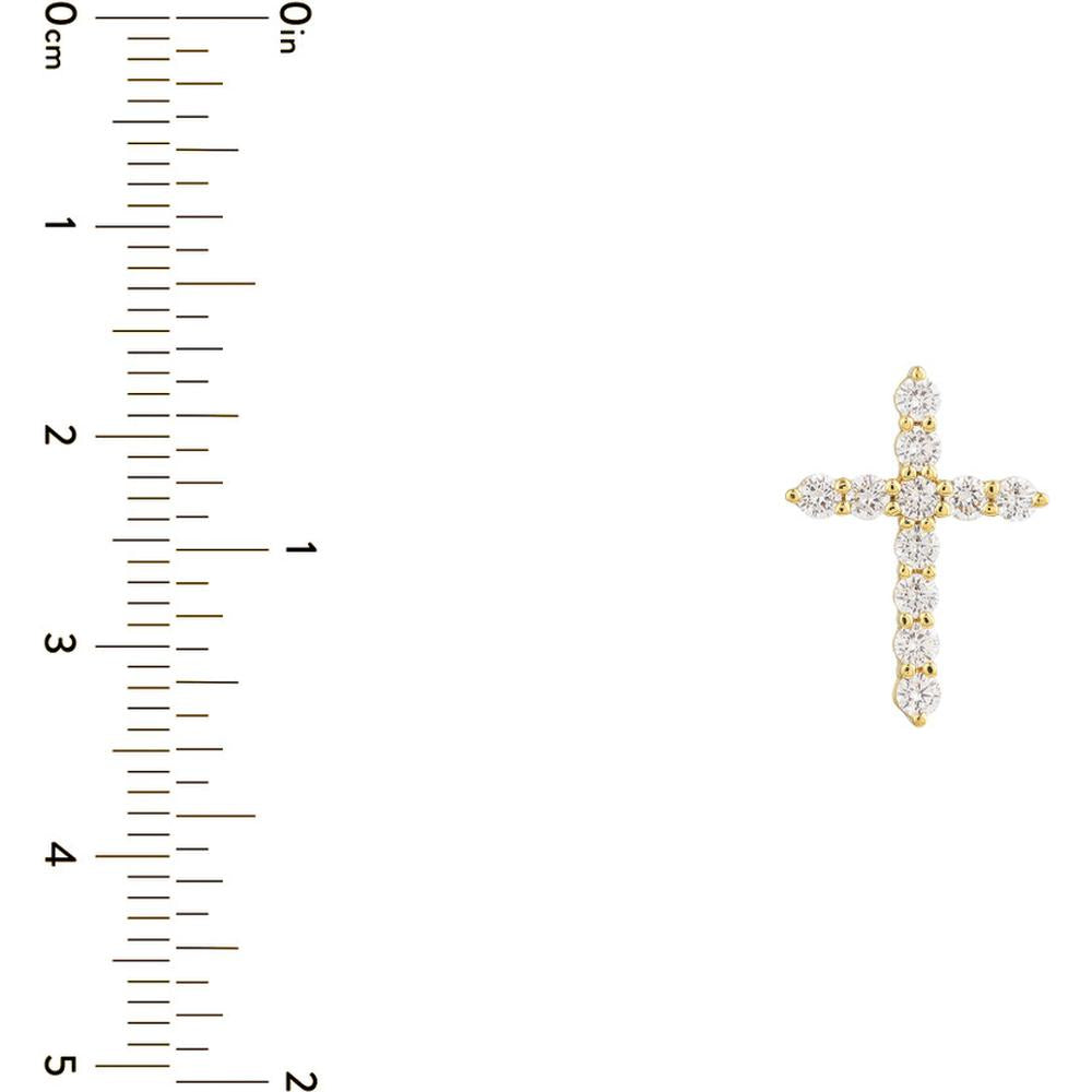 Olas d'Oro - 14K Yellow Gold Diamond Cross Pendant - 1/2 Carat Total Diamond Weight