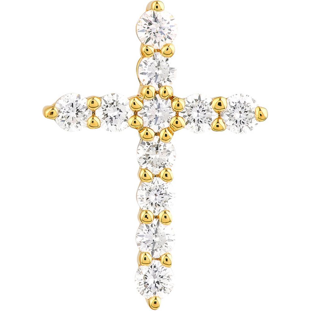 Olas d'Oro - 14K Yellow Gold Diamond Cross Pendant with 1/4 Carat Total Carat Weight