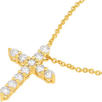 Olas d'Oro - 14K Yellow Gold Diamond Cross Pendant with 1/4 Carat Total Carat Weight