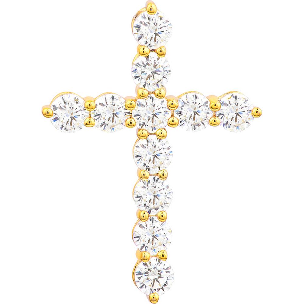 Olas d'Oro - 14K Yellow Gold Diamond Cross Pendant with 1.65 Carat Total Diamond Weight