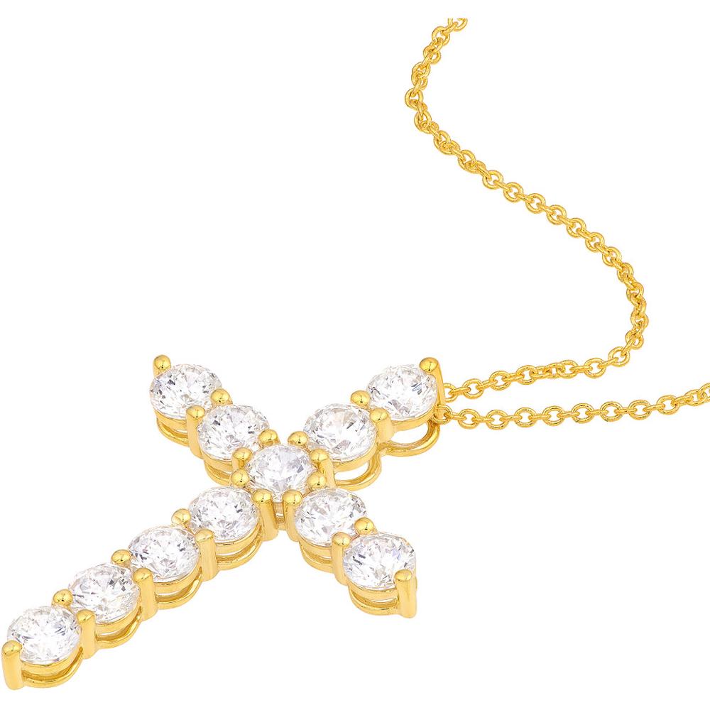 Olas d'Oro - 14K Yellow Gold Diamond Cross Pendant with 1.65 Carat Total Diamond Weight