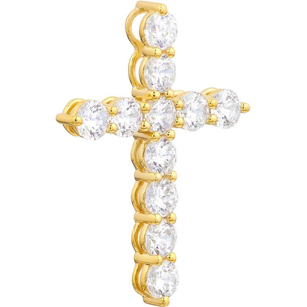 Olas d'Oro - 14K Yellow Gold Diamond Cross Pendant with 1.65 Carat Total Diamond Weight