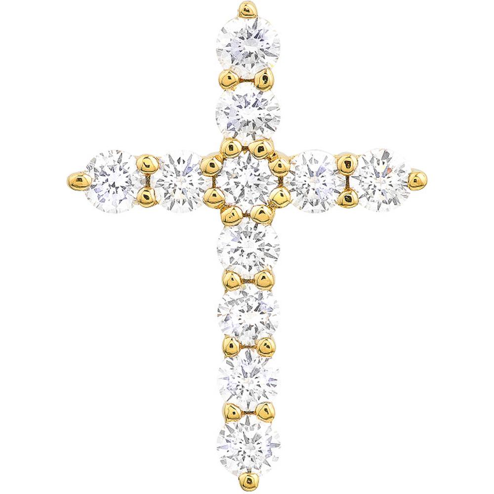 Olas d'Oro - 14K Yellow Gold Diamond Cross Pendant with 3/4 Carat Total Diamond Weight