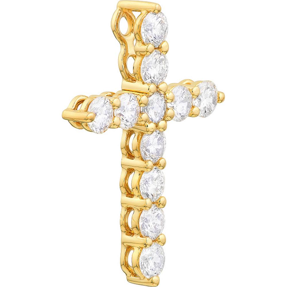 Olas d'Oro - 14K Yellow Gold Diamond Cross Pendant with 3/4 Carat Total Diamond Weight