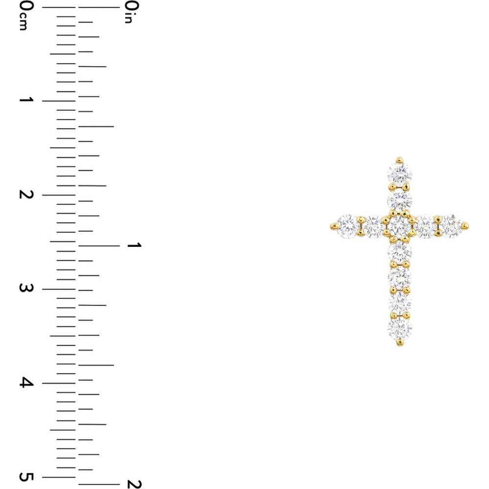 Olas d'Oro - 14K Yellow Gold Diamond Cross Pendant with 3/4 Carat Total Diamond Weight