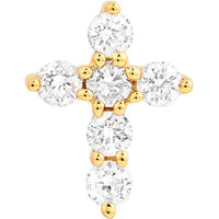 Olas d'Oro - 14K Yellow Gold Diamond Cross Stud Earrings - 0.16 Carat Total Diamond Weight