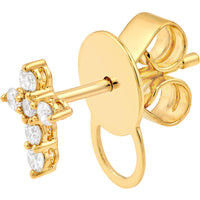 Olas d'Oro - 14K Yellow Gold Diamond Cross Stud Earrings - 0.16 Carat Total Diamond Weight