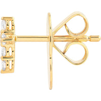 Olas d'Oro - 14K Yellow Gold Diamond Cross Stud Earrings - 0.16 Carat Total Diamond Weight