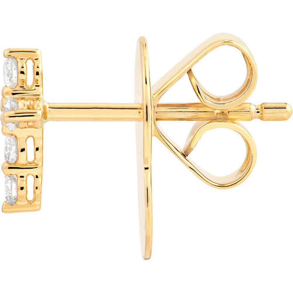 Olas d'Oro - 14K Yellow Gold Diamond Cross Stud Earrings - 0.16 Carat Total Diamond Weight