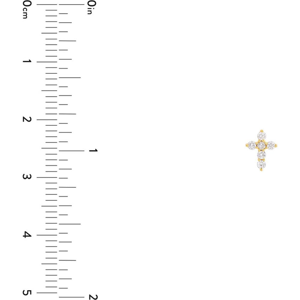 Olas d'Oro - 14K Yellow Gold Diamond Cross Stud Earrings - 0.16 Carat Total Diamond Weight