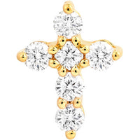 Olas d'Oro - 14K Yellow Gold Diamond Cross Stud Earrings - 0.29 Carat Total Diamond Weight