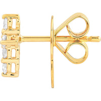 Olas d'Oro - 14K Yellow Gold Diamond Cross Stud Earrings - 0.29 Carat Total Diamond Weight