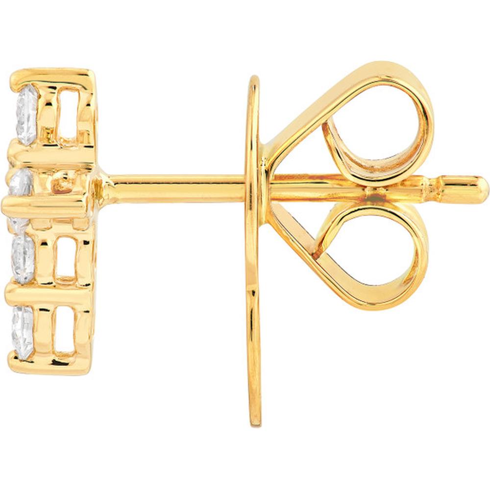 Olas d'Oro - 14K Yellow Gold Diamond Cross Stud Earrings - 0.29 Carat Total Diamond Weight