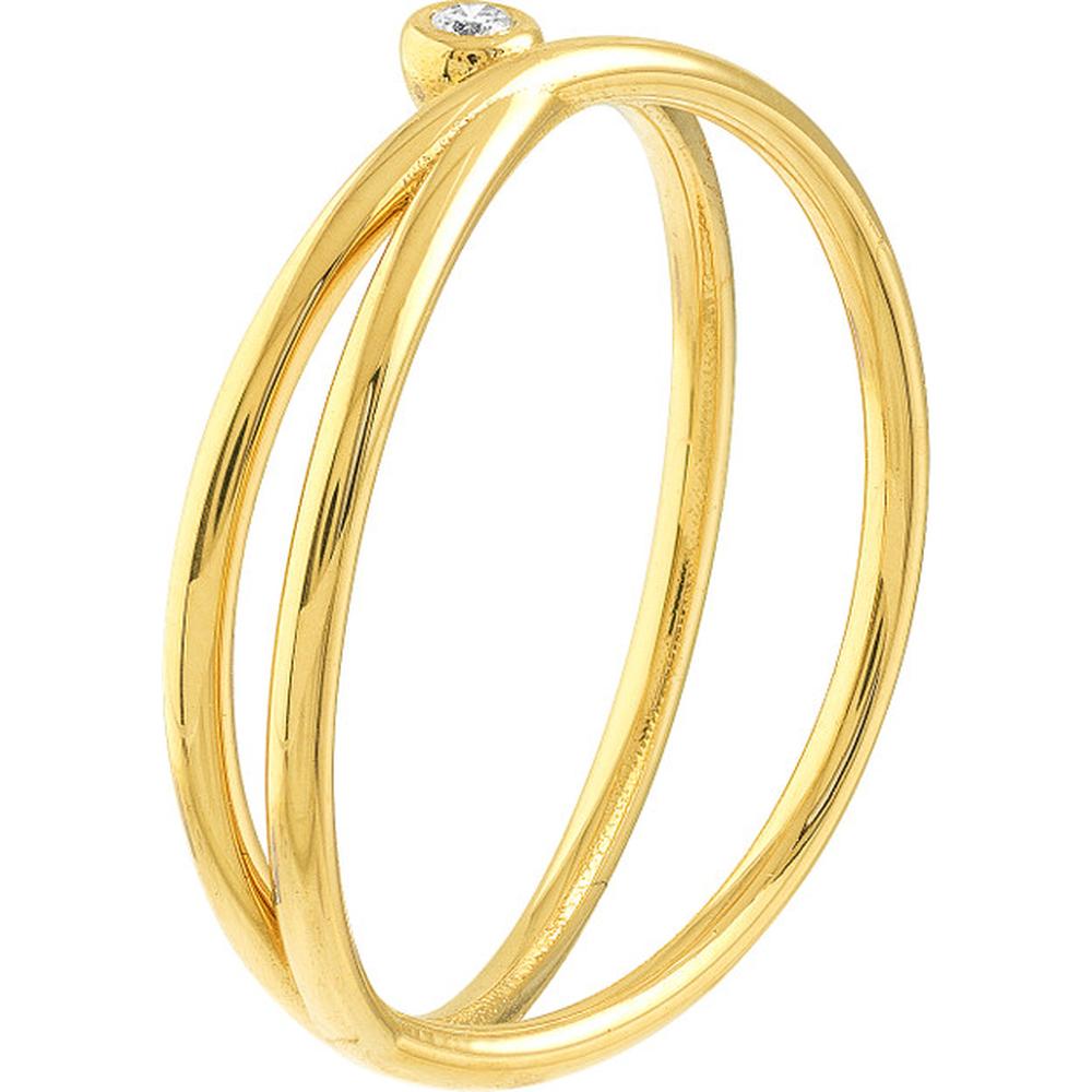 Olas d'Oro - 14K Yellow Gold Diamond Crossover Ring - 2pts Diamond, Size 7
