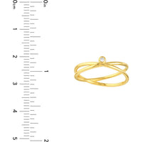 Olas d'Oro - 14K Yellow Gold Diamond Crossover Ring - 2pts Diamond, Size 7