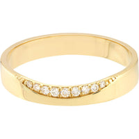 Olas d'Oro - 14K Yellow Gold Diamond Curved Side Polished Band - 0.09 Carat Total Diamond Weight