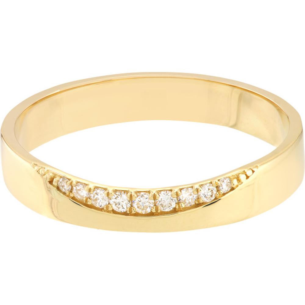 Olas d'Oro - 14K Yellow Gold Diamond Curved Side Polished Band - 0.09 Carat Total Diamond Weight