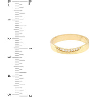 Olas d'Oro - 14K Yellow Gold Diamond Curved Side Polished Band - 0.09 Carat Total Diamond Weight