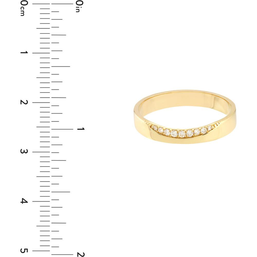 Olas d'Oro - 14K Yellow Gold Diamond Curved Side Polished Band - 0.09 Carat Total Diamond Weight