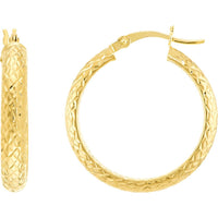 Olas d'Oro - 14K Yellow Gold Diamond-Cut 25mm Hoop Earrings