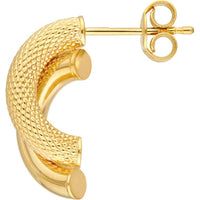 Olas d'Oro - 14K Yellow Gold Diamond-Cut and Polished Tube Stud Earrings
