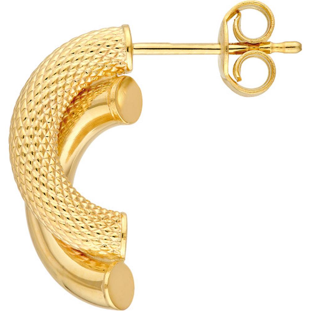 Olas d'Oro - 14K Yellow Gold Diamond-Cut and Polished Tube Stud Earrings