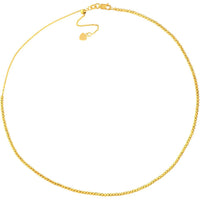 Olas d'Oro - 14K Yellow Gold Diamond-Cut Bead Adjustable Choker with Lobster Clasp