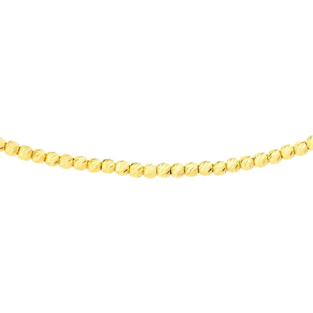 Olas d'Oro - 14K Yellow Gold Diamond-Cut Bead Adjustable Choker with Lobster Clasp