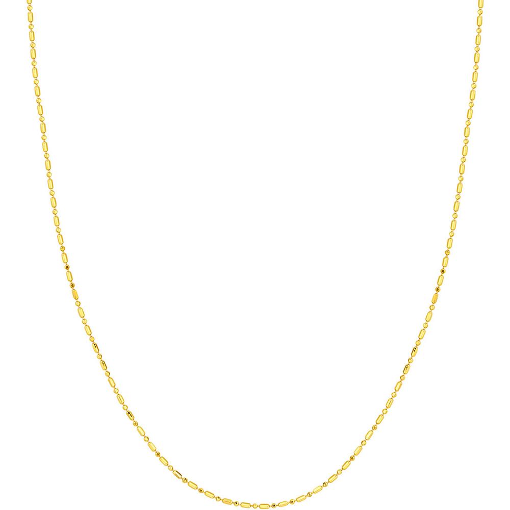 Olas d'Oro - 14K Yellow Gold Diamond-Cut Bead and Barrel Chain Necklace with Lobster Lock - 16" Length