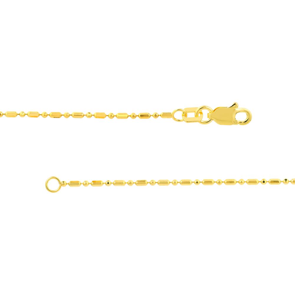 Olas d'Oro - 14K Yellow Gold Diamond-Cut Bead and Barrel Chain Necklace with Lobster Lock - 16" Length