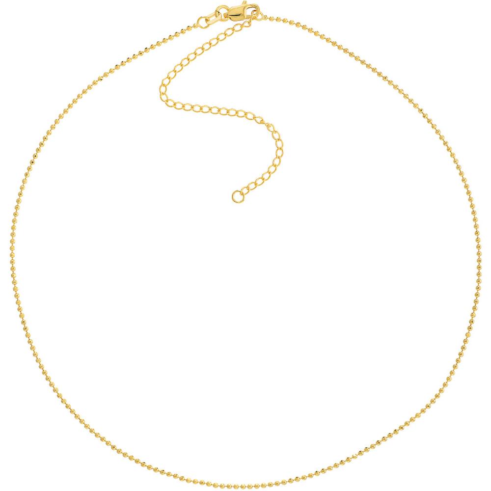 Olas d'Oro - 14K Yellow Gold Diamond-Cut Bead Choker Necklace - Adjustable 13-16 Inches