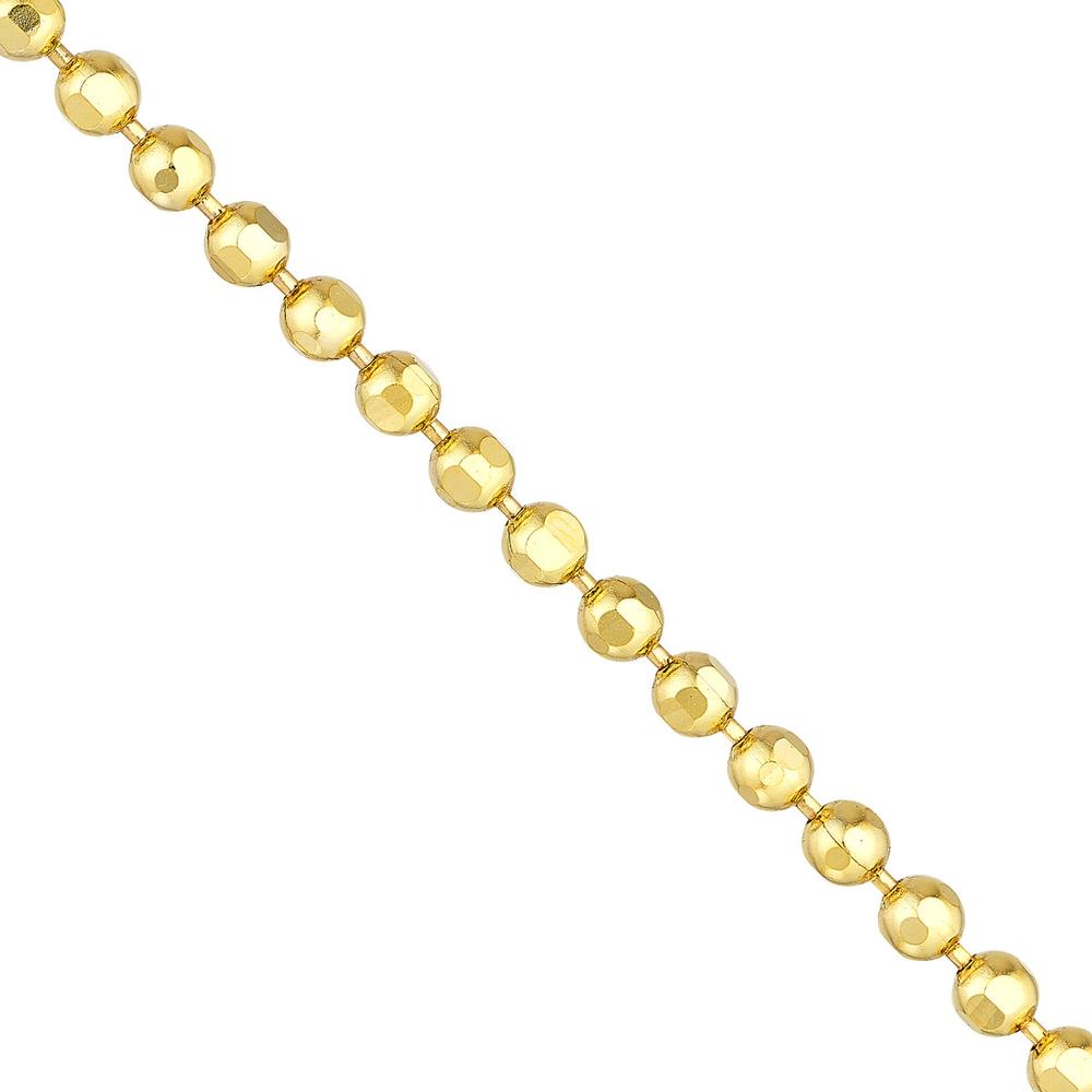 Olas d'Oro - 14K Yellow Gold Diamond-Cut Bead Choker Necklace - Adjustable 13-16 Inches