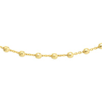 Olas d'Oro - 14K Yellow Gold Diamond-Cut Bead Station Choker Chain - Adjustable 13-16 Inch Length