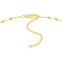 Olas d'Oro - 14K Yellow Gold Diamond-Cut Bead Station Choker Chain - Adjustable 13-16 Inch Length