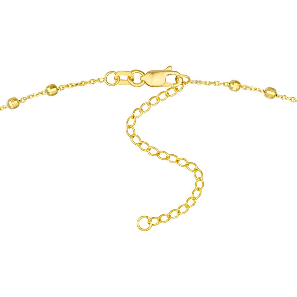 Olas d'Oro - 14K Yellow Gold Diamond-Cut Bead Station Choker Chain - Adjustable 13-16 Inch Length
