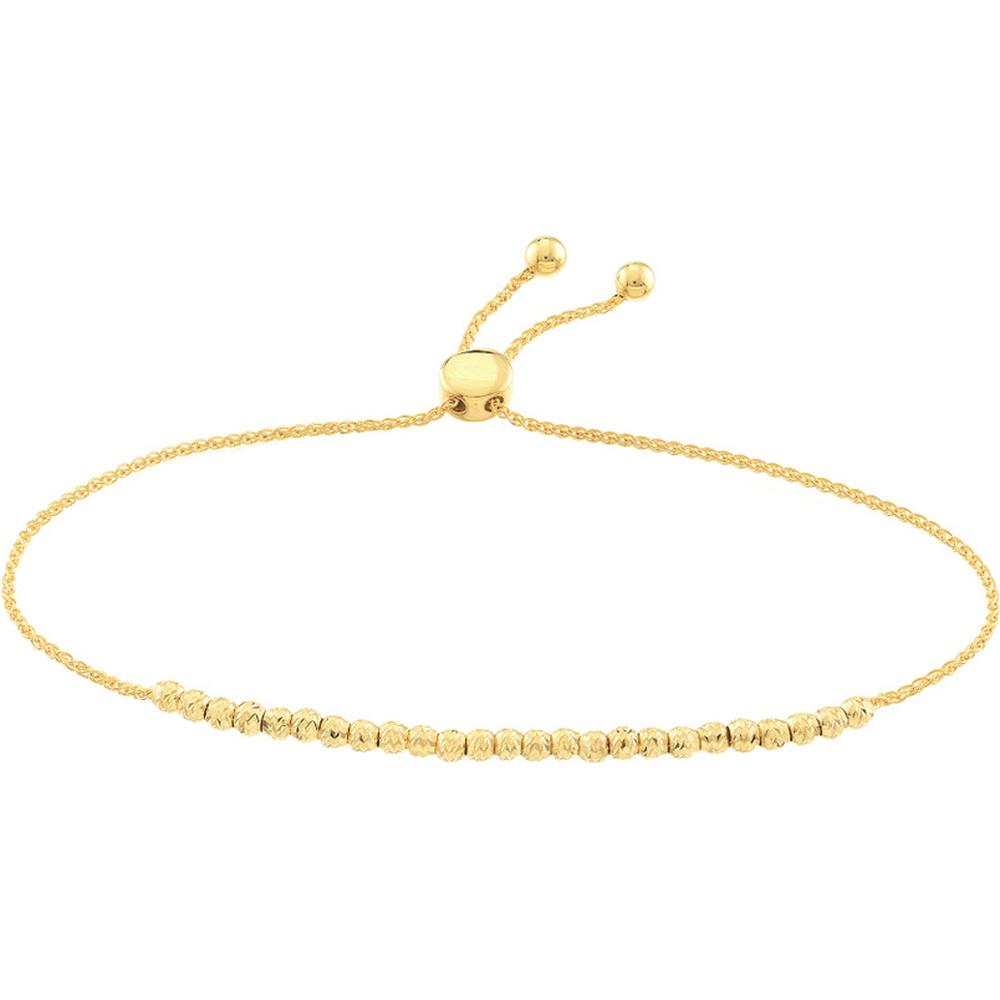 Olas d'Oro - 14K Yellow Gold Diamond-Cut Beaded Bolo Bracelet 3.97 Grams Total Weight
