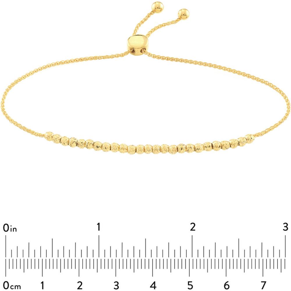 Olas d'Oro - 14K Yellow Gold Diamond-Cut Beaded Bolo Bracelet 3.97 Grams Total Weight